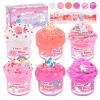 6 Packs Pink Slime Kit, Butter, Clear&Cloud Slime with Cute Lollipop, Flower, Unicorns, Rainbow Charms, Slime Sets for Party Kits, Candy Bag Fillers, Birthday Gifts view 1