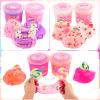 6 Packs Pink Slime Kit, Butter, Clear&Cloud Slime with Cute Lollipop, Flower, Unicorns, Rainbow Charms, Slime Sets for Party Kits, Candy Bag Fillers, Birthday Gifts view 3