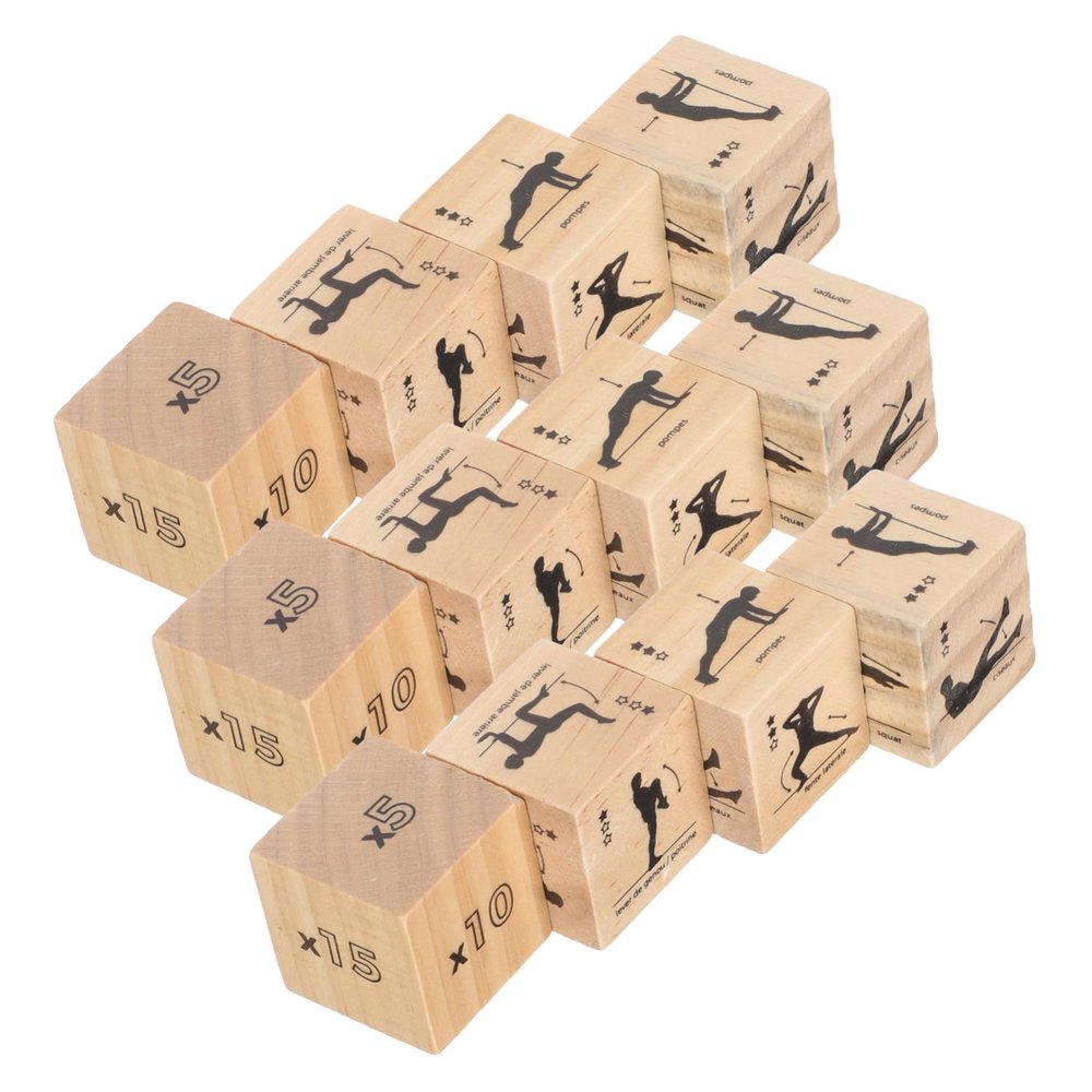 BRIGHTFUFU 3sets Wooden Exercise Dice for Home Fitness Fun Workout Game for Yoga Family and Activities and Lightweight Design for Easy Carrying