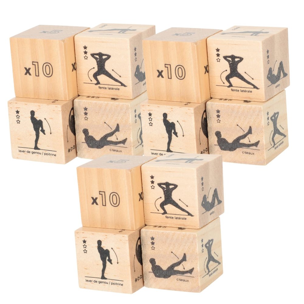 DECHOUS Wooden Dice 3 Pack Fitness Workout Dice Exercise Dice Game Dice Toy for Home Gym Yoga Sports Games
