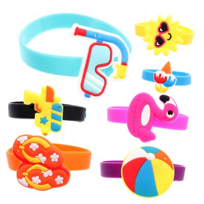BRIGHTFUFU 10pcs Silicone Wristbands Adorable Cartoon Bracelets for Boys and Girls for Parties and Events and Comfortable Soft Rubber Wrist Straps Random Style
