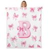 Erosebridal Pink Bowknot Baby 30"X40" Fleece Blankets for Girls,Initial Letter B Throw Blanket for Kids Teen Women Bed Sofa Couch,Pink Monogrammed Sherpa Blankets Dreamy Princess Bow Fuzzy Blanket view 1
