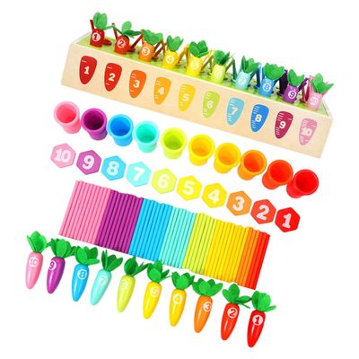 CORHAD 1Set Number Sorting and Matching for Interactive Learning Sensory Carrot Counting and Sorting Educational Wooden