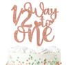 1/2 Way to One Cake Topper, Half Birthday Decor, Happy 6 Months Birthday Baby Shower Party Decorations Supplies for Kids Girls, Rose Gold Glitter view 1