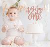 1/2 Way to One Cake Topper, Half Birthday Decor, Happy 6 Months Birthday Baby Shower Party Decorations Supplies for Kids Girls, Rose Gold Glitter view 4