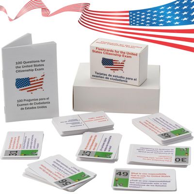 US Civic Test Flash Card 2026-100 USCIS Citizenship Flash Card (Questions & Answers) Bilingual Spanish English Naturalization Study Guide US Civics Test Flash Cards Bilingual Booklet Combo Set