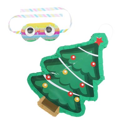 SUPVOX 1set Christmas Tree with Blindfold and Stick Fun Party Decoration for Family Gatherings and Celebrations for Holiday Festivities and Photography Props