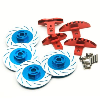 RC Car Upgrade Parts for Sakura D4 RWD 1/10 4pcs Brake Disc Set RC Drift for Racing Car Model Upgrade Parts Remote Control Car Replacement DIY Parts(Blue)