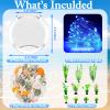 12 Set 30 oz Plastic Fish Bowl for Centerpieces Beach Sea Nautical Party Decorations, Plastic Fish Bowls with Blue Lights, Fake Sea Grass and Blue Sand(with Sand) view 2