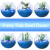 12 Set 30 oz Plastic Fish Bowl for Centerpieces Beach Sea Nautical Party Decorations, Plastic Fish Bowls with Blue Lights, Fake Sea Grass and Blue Sand(with Sand) view 4