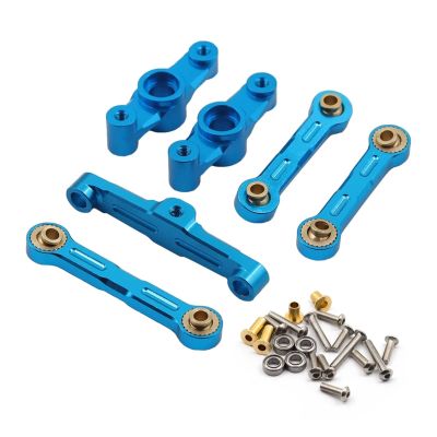 jnxwenu Aluminum Ball Bearing Crank Steering Assembly Link Set for Tam-iya TT02 TT-02 TT-02D 1/10 RC Drift Car Parts(Blue)