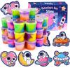 28 PCS Valentine Gift Greeting Card with Slime, Galaxy Slime Stress Relief Fidget Toy for Kids Party Favor, Classroom Exchange Prizes, Valentines Day Milky Way Party Favors for Boys Girls view 1