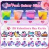 28 PCS Valentine Gift Greeting Card with Slime, Galaxy Slime Stress Relief Fidget Toy for Kids Party Favor, Classroom Exchange Prizes, Valentines Day Milky Way Party Favors for Boys Girls view 2