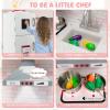 GLACER Corner Kids Kitchen Playset, Pink Wooden Play Kitchen Toy Set with Lights and Sounds, Washing Machine, Water Dispenser, Range Hood, Ice Maker, Pretend Toddler Kitchen for Girls view 3