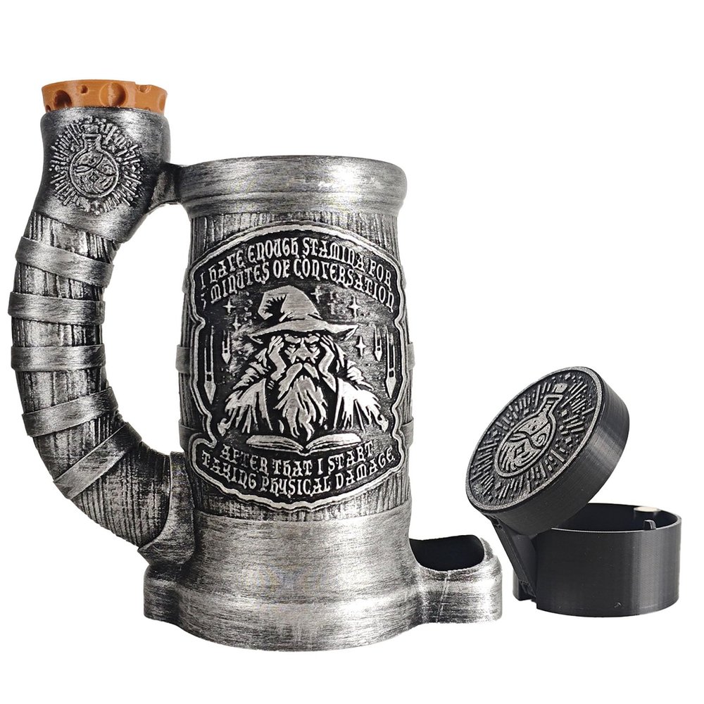 TCGADVN DND Mug Dice Tower Set, DnD Dice Cup with Storage, 12/16 Oz Beverage Holder, DND Accessories for Players, Best Gift for RPG Game lover (Introverted Wizard)