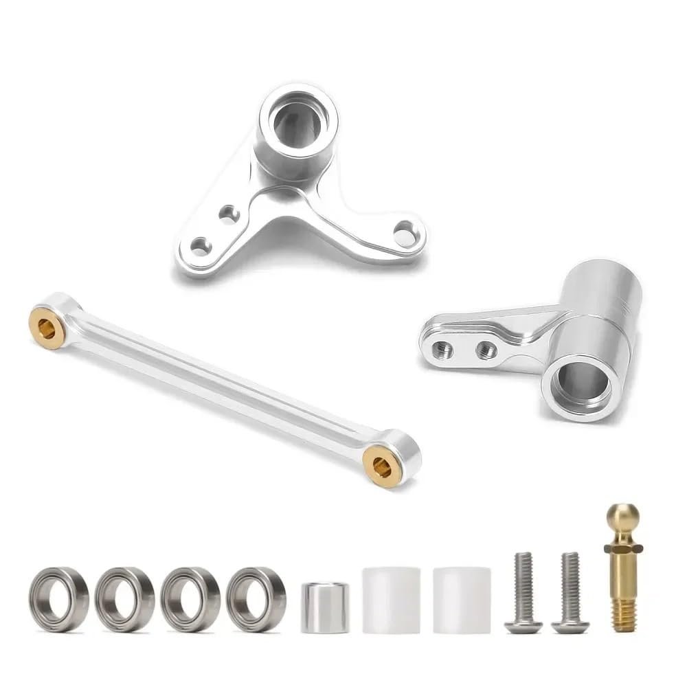 Aluminum Alloy #101214 Steering Assembly Bellcrank with Bearing for RC for HPI WR8 Ken for BLO-CK for Bull-ET3.0 MT ST(Silver)