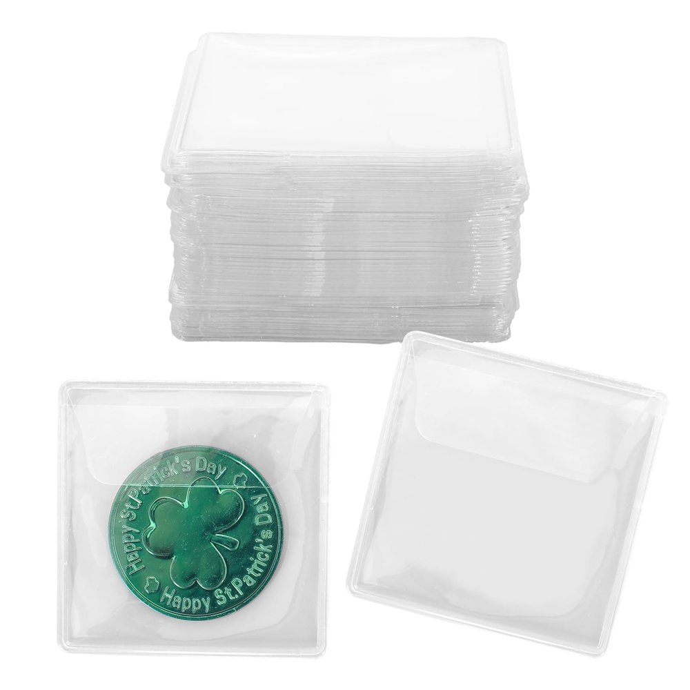 100 PCS Plastic Coin Sleeves, 2.1 Inch PVC Coin Protectors for Collectors, Anti-Oxidation Storage Bags for Coins, Jewelry, and Small Items