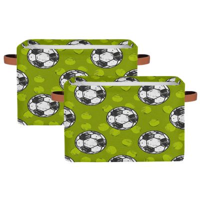 YPPAHHHH Sports Soccer Pattern Storage Baskets for Organizing, Fabric Collapsible Storage Bins Box Decorative Toy Organizer Baskets for Closet Shelves Gift Basket 2 Pcs
