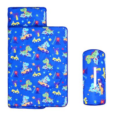 Cloele Toddler Nap Mat with Pillow-53 x21 Sleeping Bag for Kids Ages 3-7Years Slumber Bags,Rolled and Portable Nap Mat for Toddler Boys Preschool Daycare Travel-Dinosaur