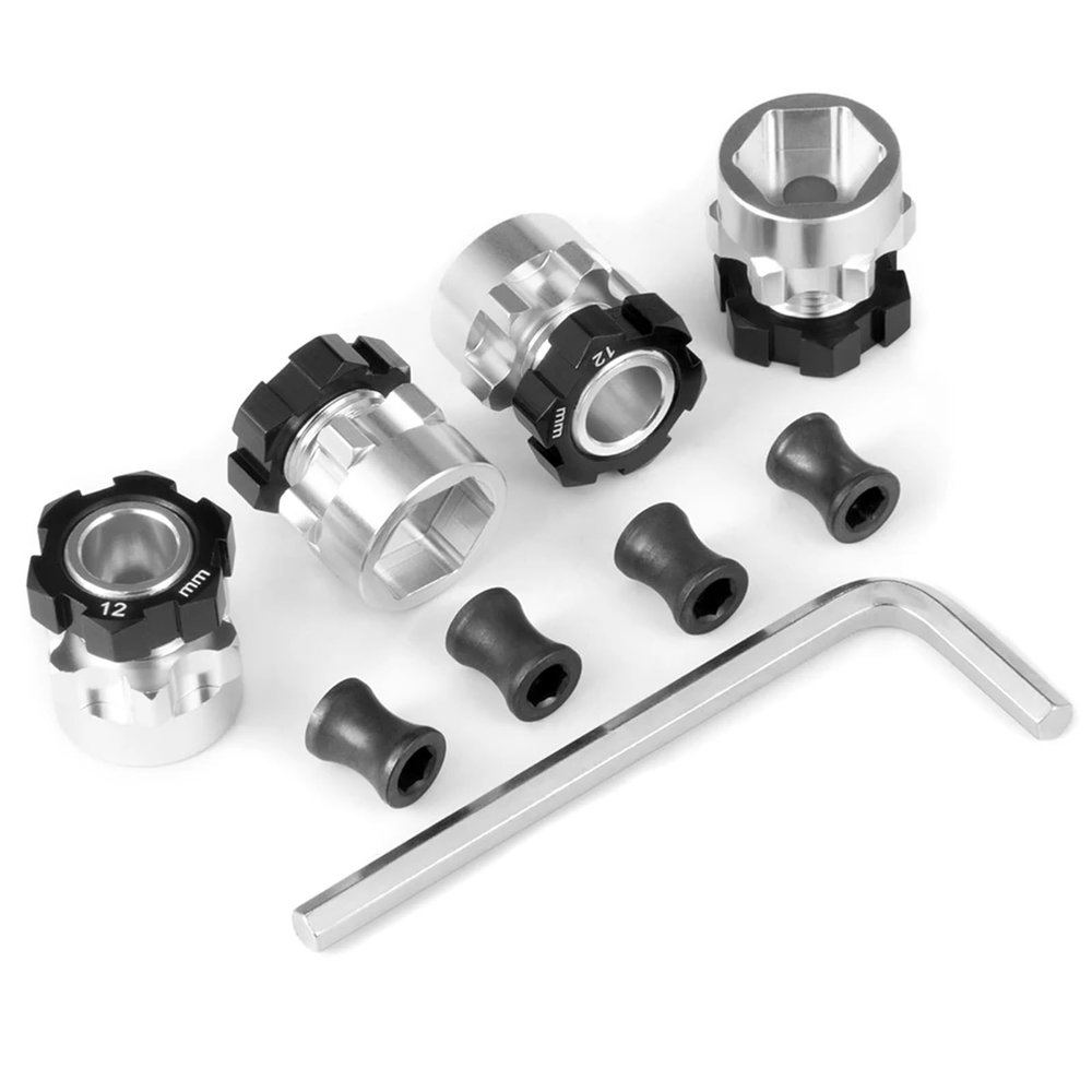 jnxwenu 4PCS Aluminum 12mm to 17mm Extended Adapter 12mm Hex Drive Hub for 1/10 for Sl-ash 4X4 RC Car Upgrade Parts(Extended 6MM)
