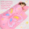 Cloele Toddler Nap Mat with Removable Pillow - 53"x21" Sleeping Bag for Kids Ages 3-7Years Slumber Bags,Rolled and Portable Nap Mat for Preschool Daycare for Toddler Girls Travel-Butterfly view 3