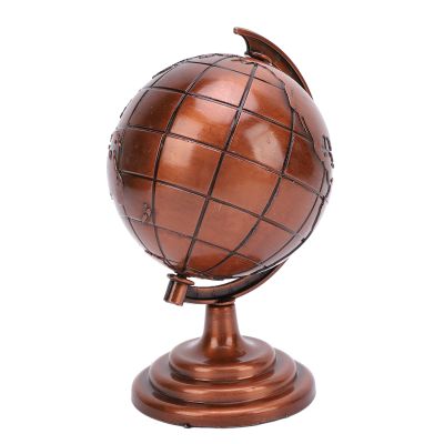 Beufee Alloy Earth Model, Alloy Globe Model Wine Red Metal Globe Ornament for Home Office Study Decor