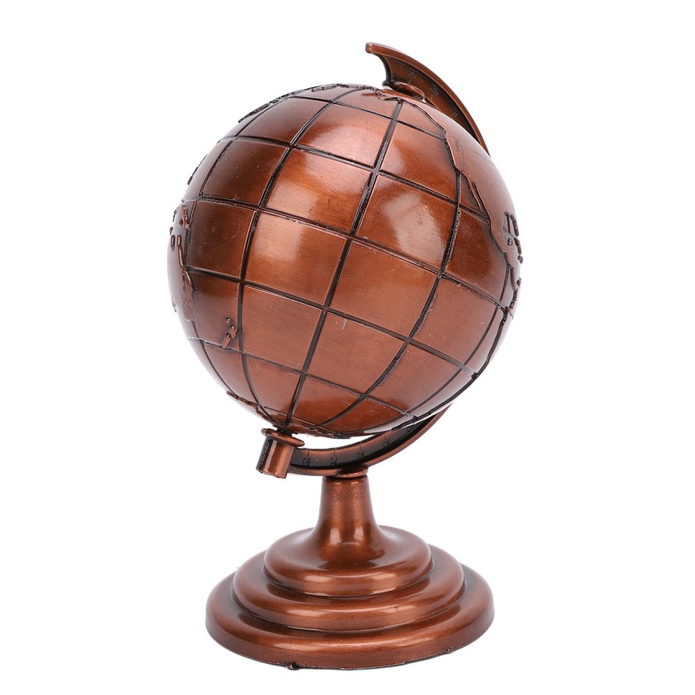 Beufee Alloy Earth Model, Alloy Globe Model Wine Red Metal Globe Ornament for Home Office Study Decor