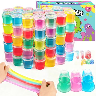 118 Pack Galaxy Clear Crystal Bulk Valentine Slime Kit, Party Favors Kids Slime for Girls and Boys, Stretchy, Non-Sticky, Stress Relief Mini Toys, Classroom Reward, Party Supplies, Goodie Bag Stuffers