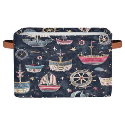 YPPAHHHH Sea Ships Rudder Pattern Storage Baskets for Organizing, Fabric Collapsible Storage Bins Box Decorative Toy Organizer Baskets for Closet Shelves Gift Basket 1 Pc