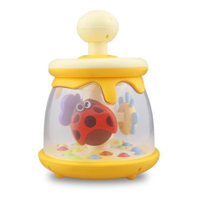 Caterbee Baby Push and Spin Activity Toy, Interactive Tumbling Ladybug, Educational Learning Toy for Toddlers 6 Months+ (Yellow)