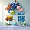 100% LIKED-Beep Beep Beep Balloon Garland, Blue Letters Balloon Banner, Little Truck Birthday Decorations, Pig Toad Cow 1st Birthday Party Decorations view 2