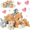 5 Pieces Cat Stuffed Animal with Babies, 1 Mommy Orange Cat Plush Toy Stuffed Cat with 4 Babies Plush Kittens, Stuffed Kitty Plush Toys for Kids Girls Boys Birthday Valentines Gifts view 1