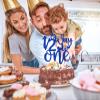 1/2 Way to One Cake Topper, Half Birthday Decor, Happy 6 Months Birthday Baby Shower Party Decorations Supplies for Kids Girls, Blue Glitter view 3