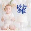 1/2 Way to One Cake Topper, Half Birthday Decor, Happy 6 Months Birthday Baby Shower Party Decorations Supplies for Kids Girls, Blue Glitter view 4