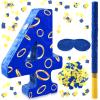 Simgoing Number 4 Blue and Golden Rings Piata for Kids Birthday Cartoon Theme Small Piata with Blindfold Stick Confetti for Fiesta Cinco De Mayo Party Decor, 15.8 x 11 x 2.8 Inch view 1
