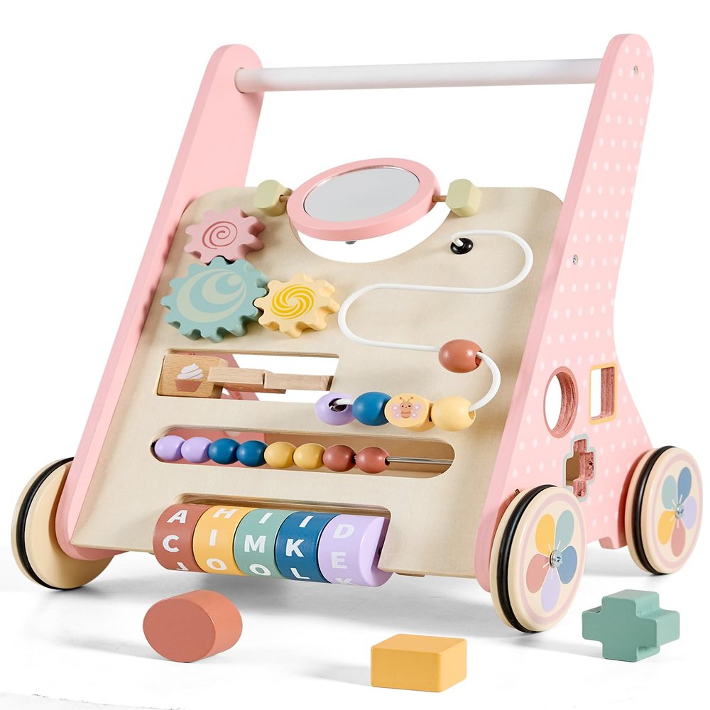 Paisure Baby Push Walker for Baby Boy 10+ Months, Wooden Baby Walker Push Toy, Learning to Walk, Baby Walkers for Girls, Montessori Walker Toy with Wheels