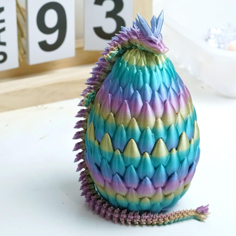 3D Printed Crystal Dragon Egg Models,Flexible Joint Animal lacertid Figurines, 3D Printing Stuff,Stress Relief, Fidget restlessness, ADHD Toys, Surprise Fantasy Gifts