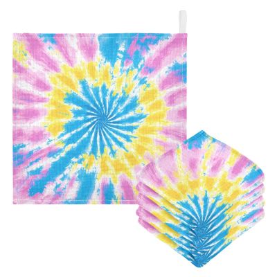 Nander Color Tie Dye Baby Muslin Washcloths 5PCS- Soft Face Cloths for Newborn, Absorbent Bath Wash Cloths, Wipes, Burp Rag