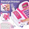 BUYGER Kids Cash Register Toy with Scanner, Receipt Printer, Microphone, Shopping Play Food - Pretend Role Play Birthday for Toddler Kids Boys Girls Ages 3 4-8+ Years Olds view 2