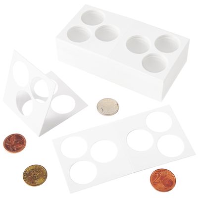 3-Hole Penny Coin Flips - 50 PCS Cardboard Holders for 2x2 inch Pockets CS07 (White Coin Flips Fits 2x2 inch grids [Opening:20.5mm/0.8 in])