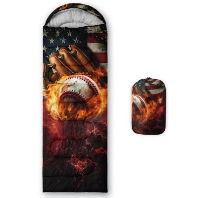 Smell Sunshine Kids Sleeping Bag for Boys Girls,American Flag Baseball Print-Lightweight Warm Portable Outdoor Indoor-Waterproof Cold Weather Resistant Sleeping Bag for Camping Hiking(Baseball)
