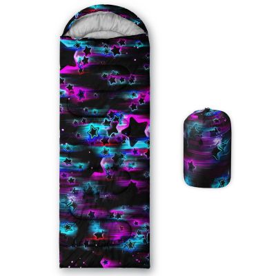 Smell Sunshine Kids Sleeping Bag for Boys Girls,Colorful Shooting Stars Print-Lightweight Warm Portable Outdoor Indoor-Waterproof Cold Weather Resistant Sleeping Bag for Camping Hiking(Stars)