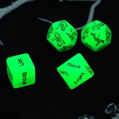 1 Set of 4 Marbled Engraved Glow-in-The-Dark Dice Set, Adult Polyhedral Game Accessories (Glow-in-The-Dark)