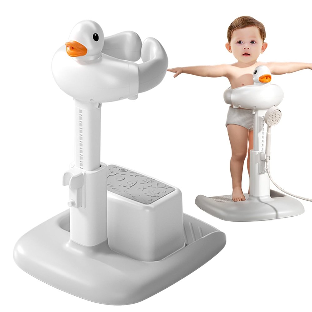 SMLXLXX Adjustable Height Baby Shower Stand with Anti-Slip Base,Bath Shower Standing Support Stand,Portable Bath Helper Baby,Free Mother Hands