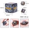 1 Set of 4 Marbled Engraved Glow-in-The-Dark Dice Set, Adult Polyhedral Game Accessories (Black) view 2