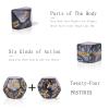 1 Set of 4 Marbled Engraved Glow-in-The-Dark Dice Set, Adult Polyhedral Game Accessories (Black) view 3