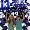 13th Birthday Decorations for Boys Girls, Blue Black Omg Ur A Teenager Birthday Party Decorations, Official 13 Teenager Backdrop, Foil Balloons 13, Banner, Balloons, Hanging Swirls, Birthday Card Set view 4