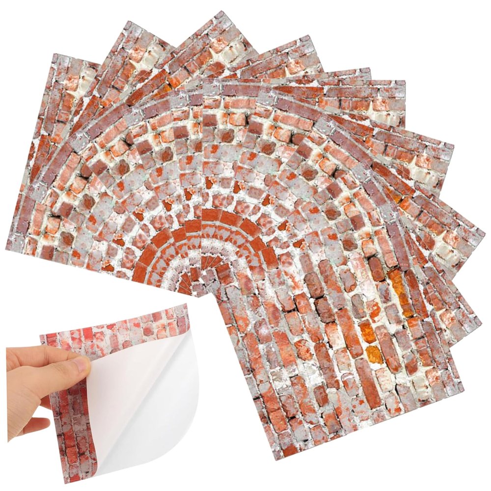 10PCS Dollhouse Accessories, 4x4 Inch PVC Dollhouse Wallpaper Peel and Stick, Faux 3D Brick Wallpaper for Decoration, Gift for Lovers