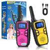 Wishouse Walkie Talkies for Kids Rechargeable Long Range,Xmas Birthday Gift for 4 5 6 7 8 9 Year Old Boys Girls,Hiking Gear Camping Games Cool Toys with NOAA,SOS Siren,Lamp,Lanyards,2 Pack Pink Yellow view 1