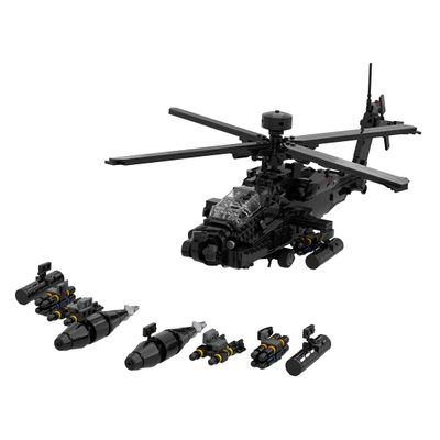 Aetheria Military Helicopter Building Bricks, AH64E WW2 Military Army Airplane, MOC Air-Force Aircraft Build Blocks Construction for Adult Collectors & Enthusiasts - 1191 Pieces